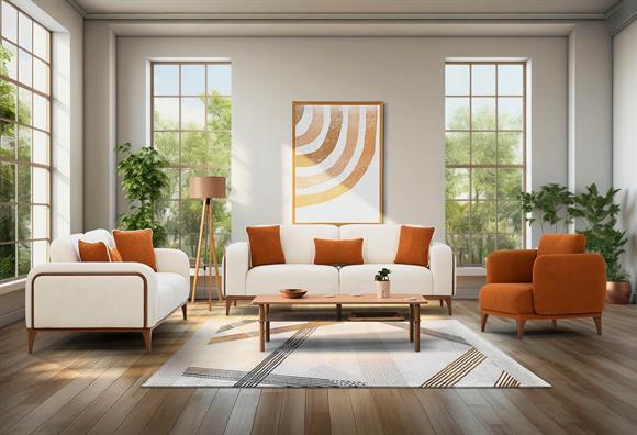 Santa Koltuk Takımı (Krem-Kiremit)