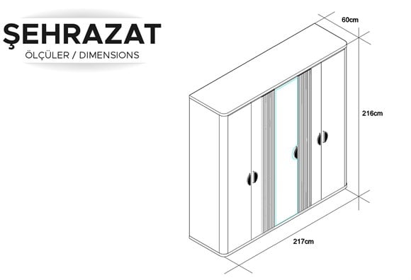 Şehrazat 5 Kapılı Dolap 
