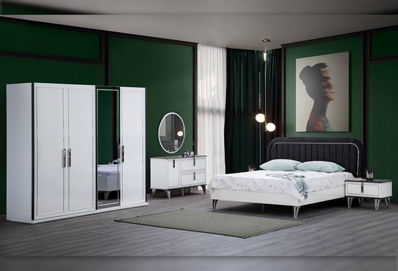 Sementa Sürgülü Yatak Odası Takımı (Gri Çıtalı)