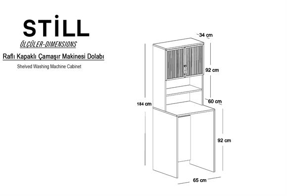 Still Raflı Kapaklı Çamaşır Makinesi Dolabı