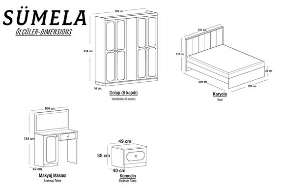 Sümela 5 Kapılı Yatak Odası Takımı