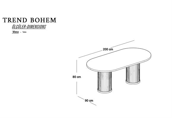 Trend Bohem Elips Yemek Masası