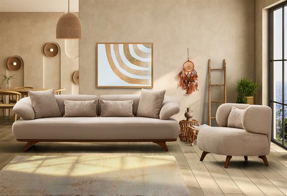 Trend Bohem Koltuk Takımı-Açık Gri-Açık Gri