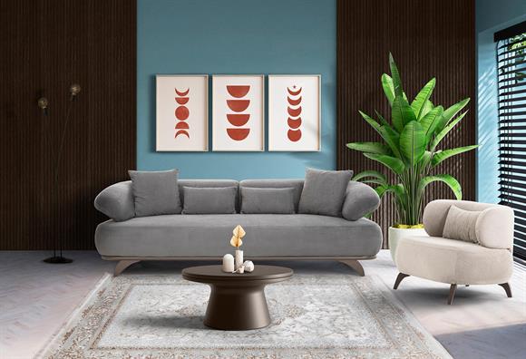 Trend Bohem Koltuk Takımı-Açık Gri-Açık Gri