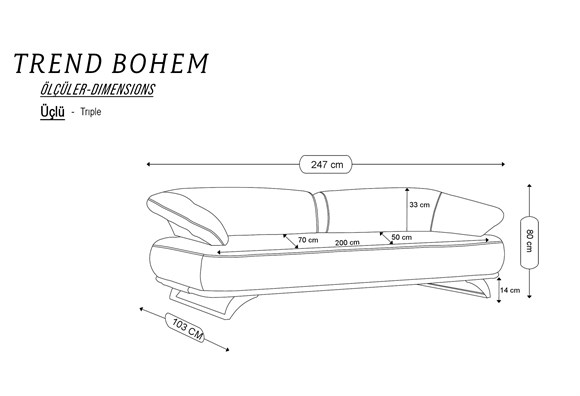 Trend Bohem Üçlü - (Açık Gri/Gri Ayak)