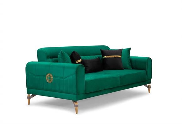 Versace Üçlü Koltuk (Zümrüt Yeşil)