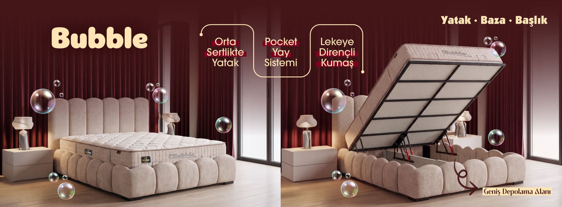 bubble yatak baza başlık