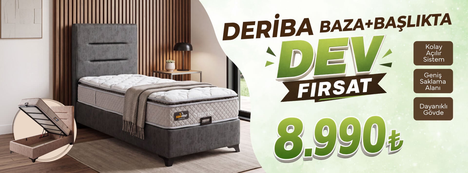 deriba baza ve başlıkta dev fırsat indirimi