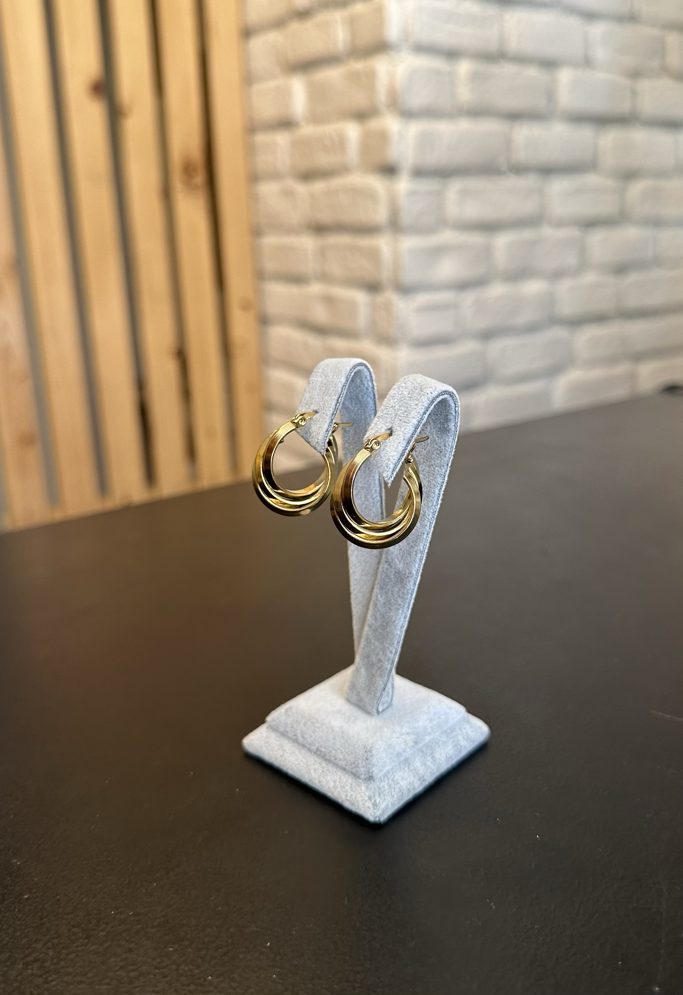 Gold Renk Üç Halkalı Küpe