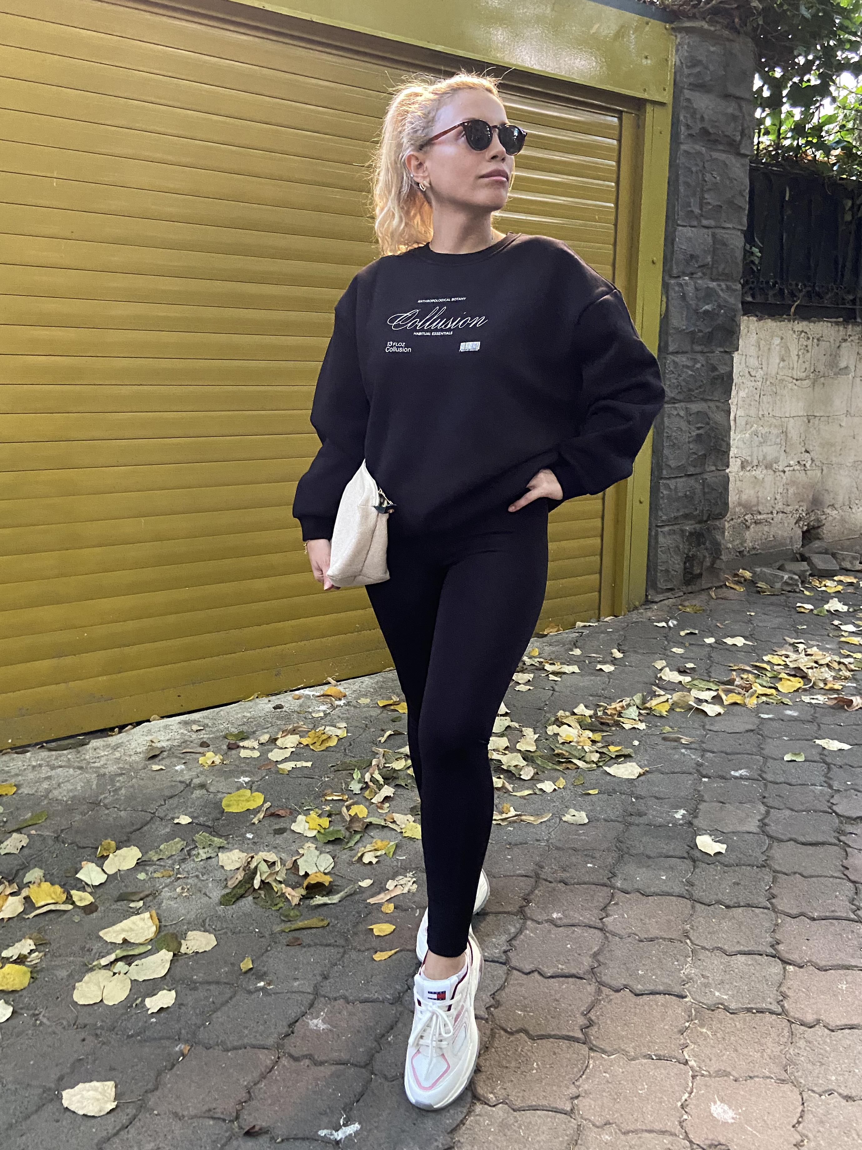 Siyah Renk Toparlayıcı İçi Şardonlu Tayt