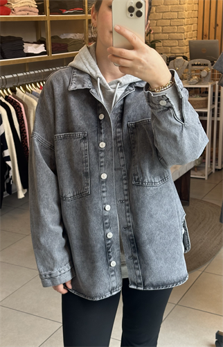 Antrasit Renk Oversize Kot Gömlek/Ceket