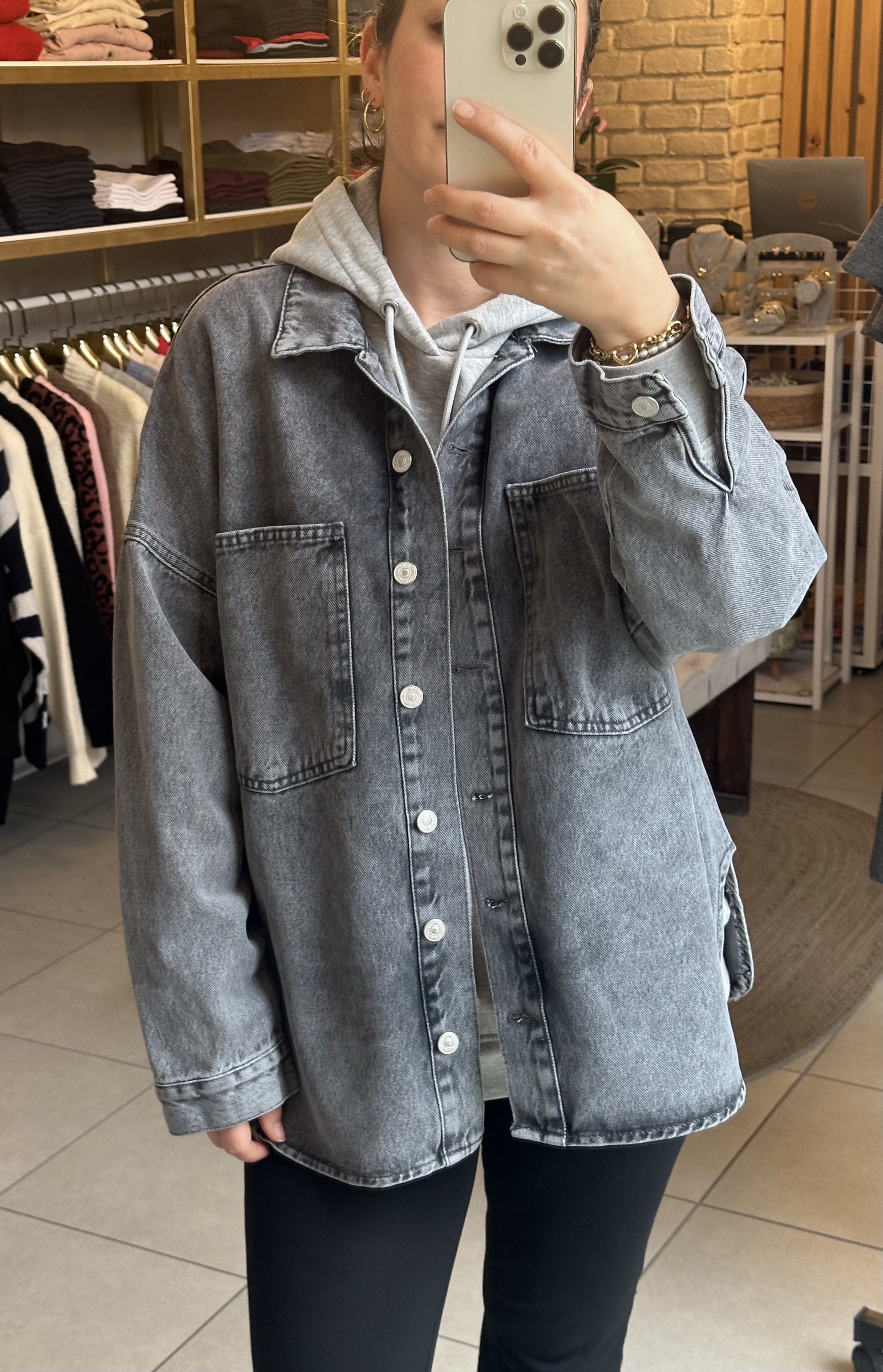  Antrasit Renk Oversize Kot Gömlek/Ceket