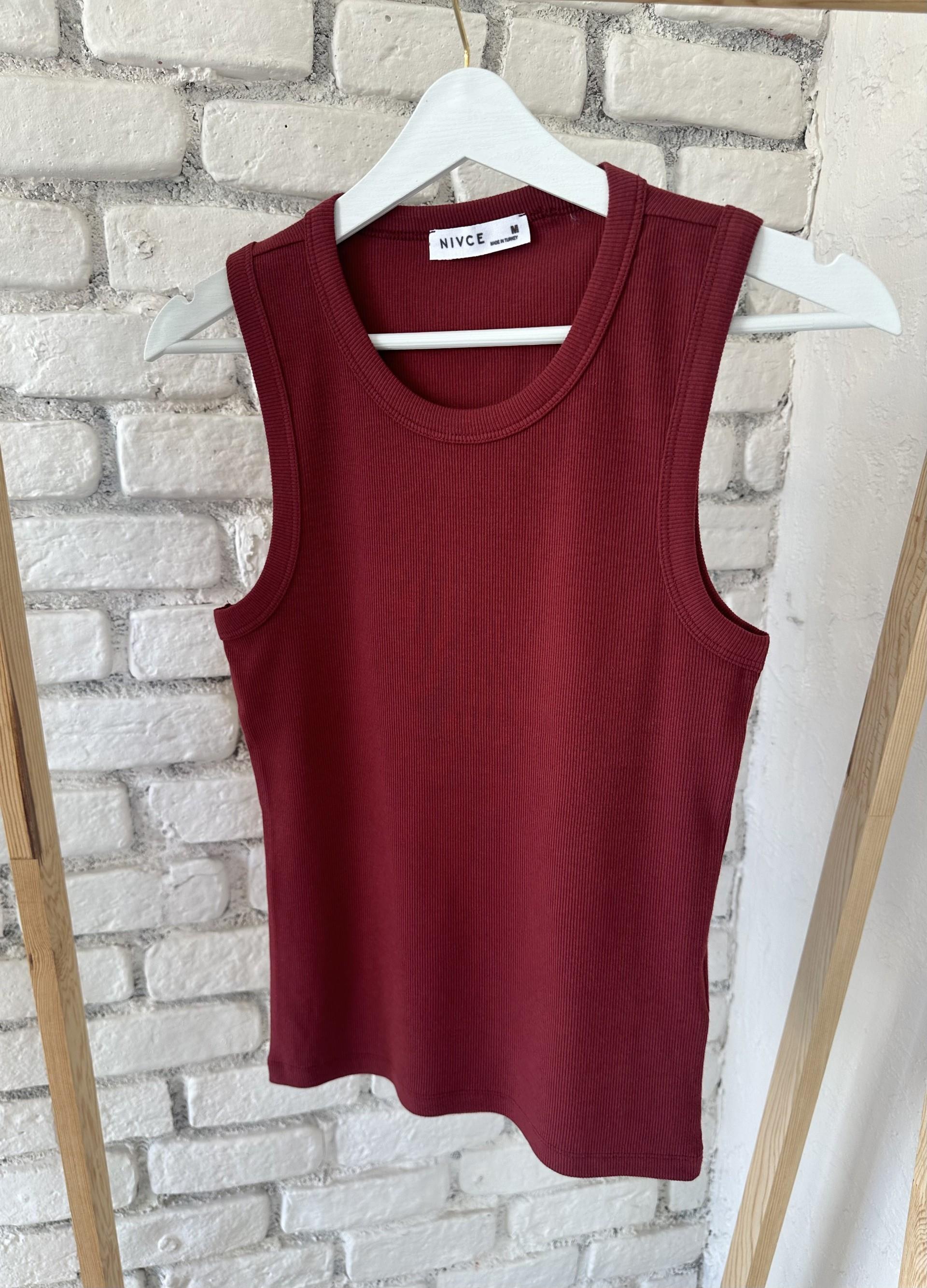 Bordo Renk Fitilli Pamuk Atlet