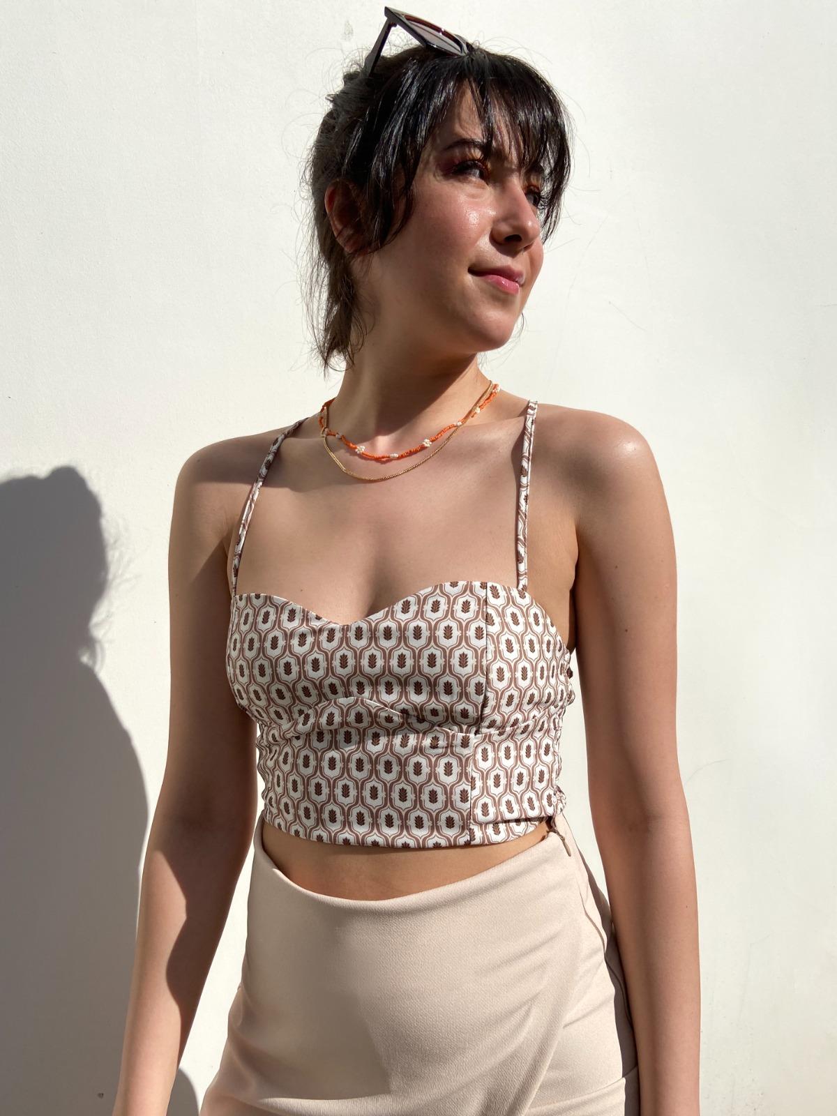 Çapraz Askılı Crop Bluz