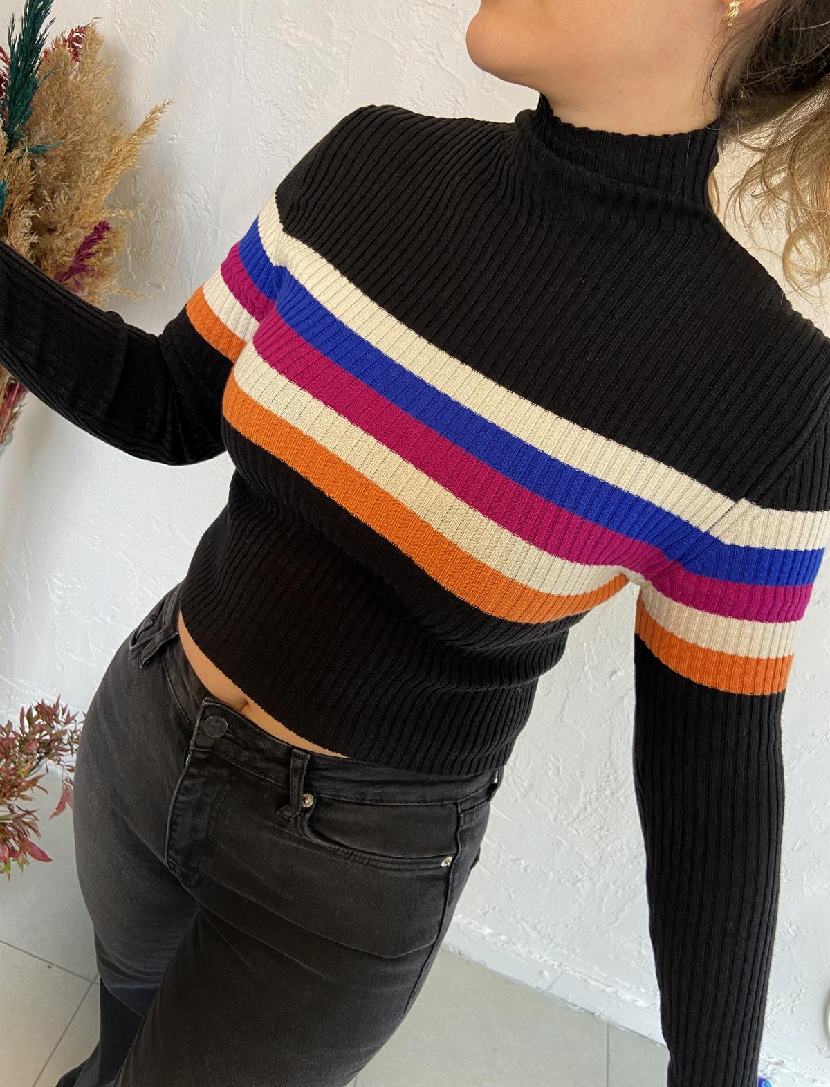 crop yarım boğazlı triko kazak