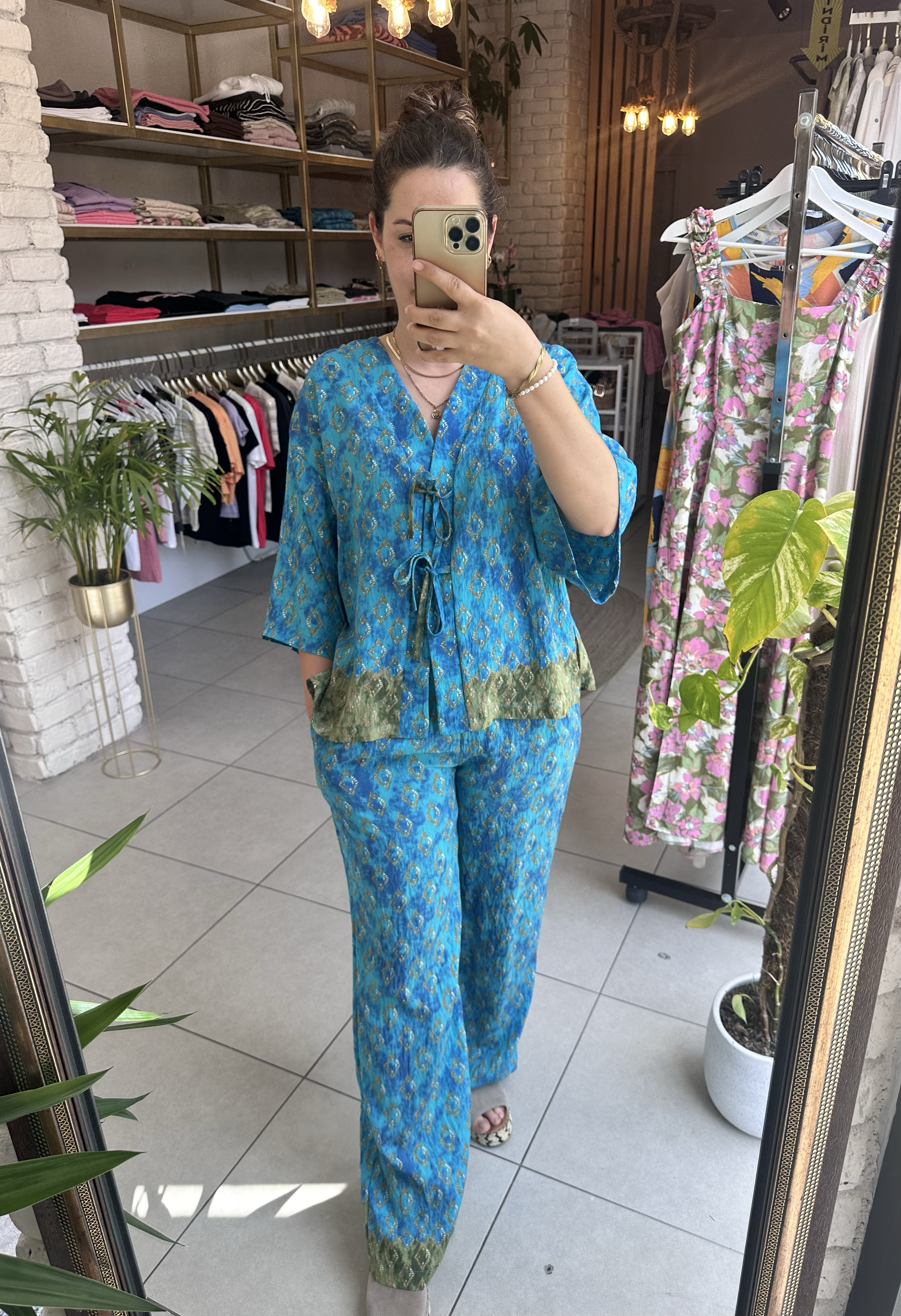 Önü Bağlamalı Bluz Pantolon Takımı