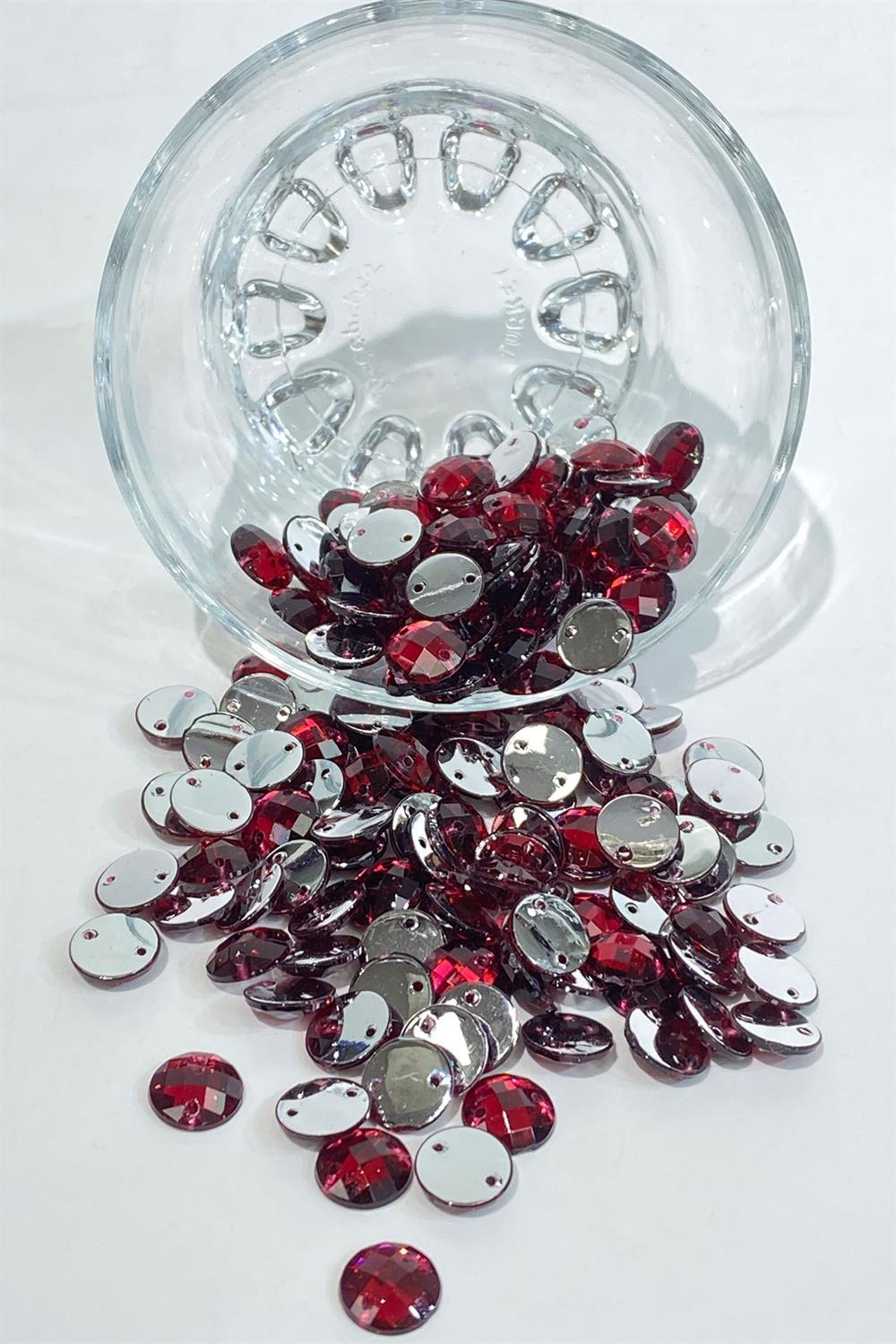 Bordo Yuvarlak Dikme Plastik Taş Boncuk 10 Gr