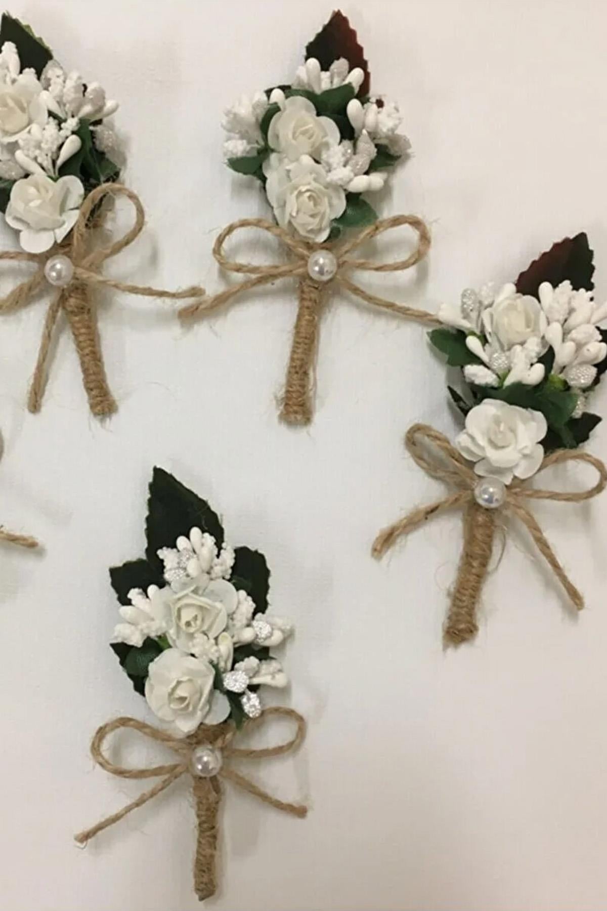 Düğün İçin Damat Ve Sağdıç Yaka Çiçeği 5 Adet