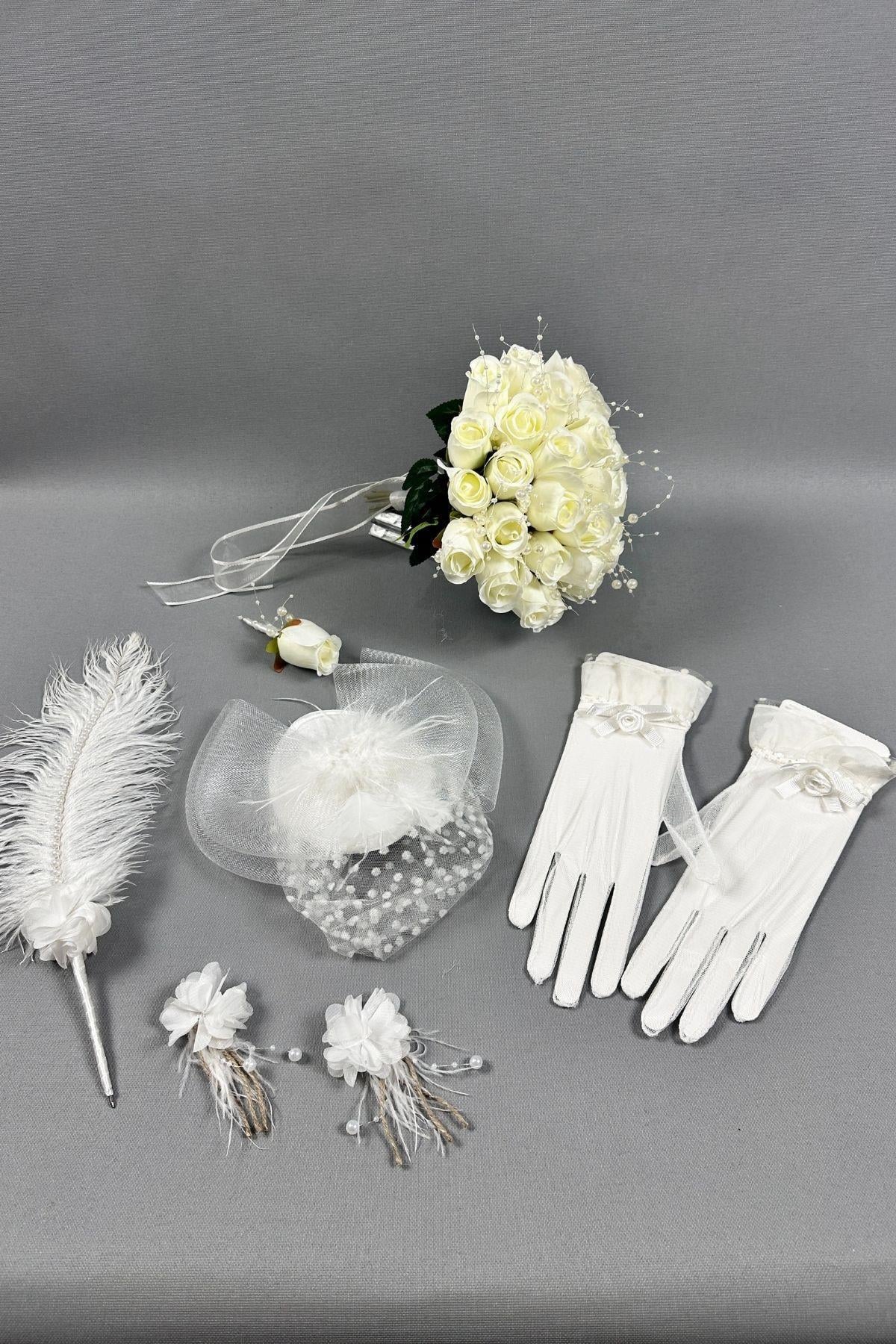 Gelin Çiçeği Ve Gelin Nikah Set Aksesuaları