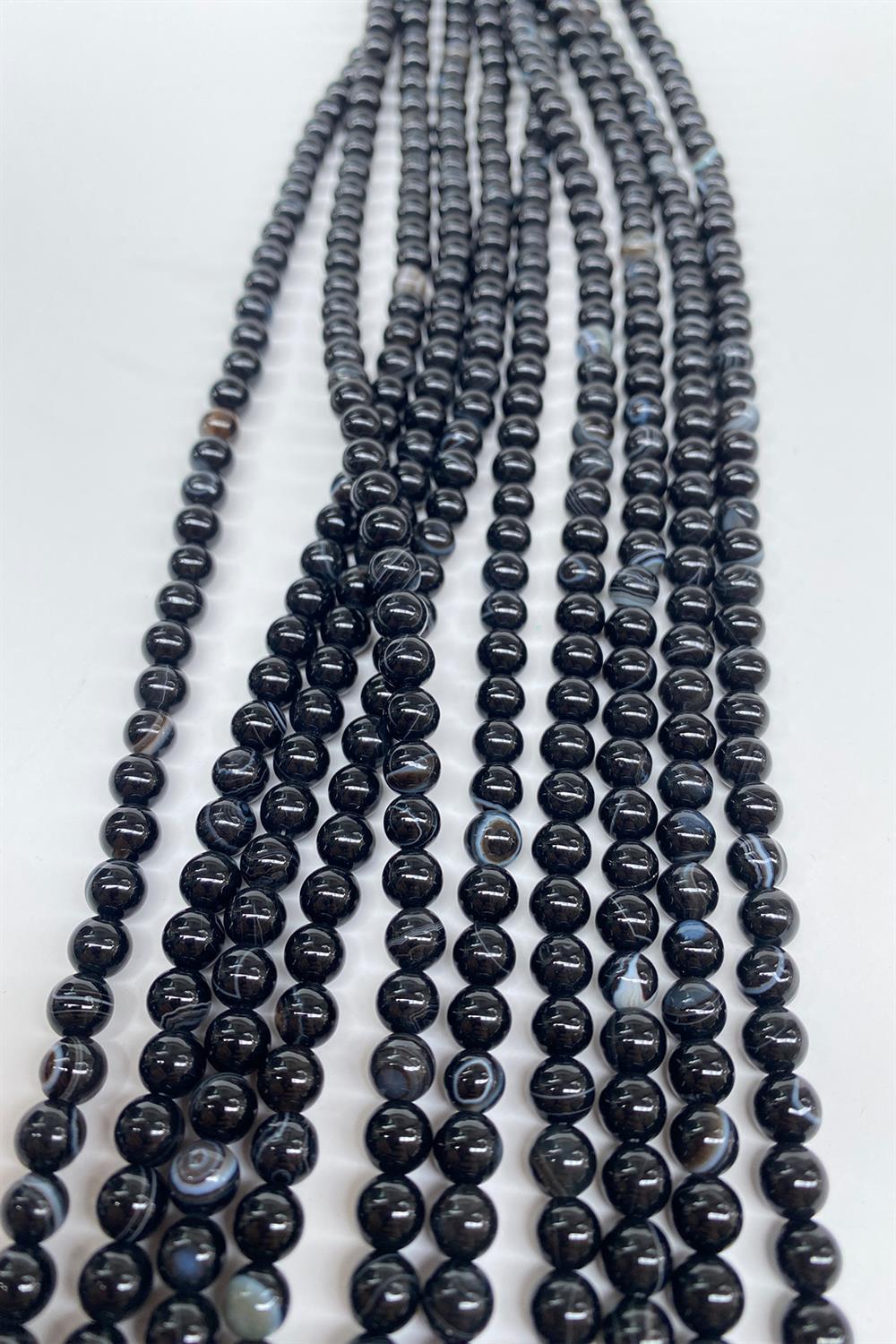 Siyah Doğal Taş Akik 6 mm