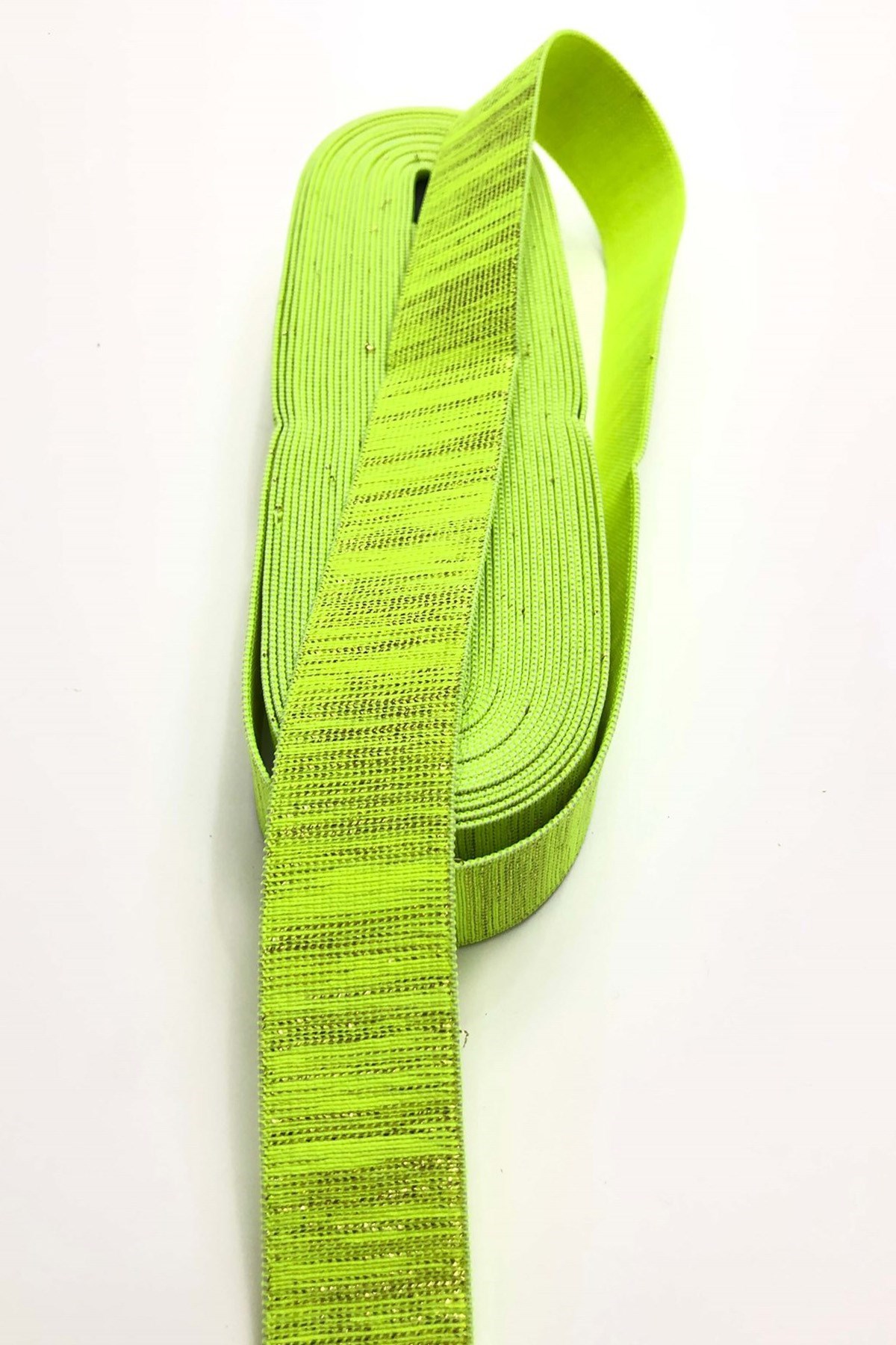Açık Yeşil Simli Lastik 3 cm 1 mt