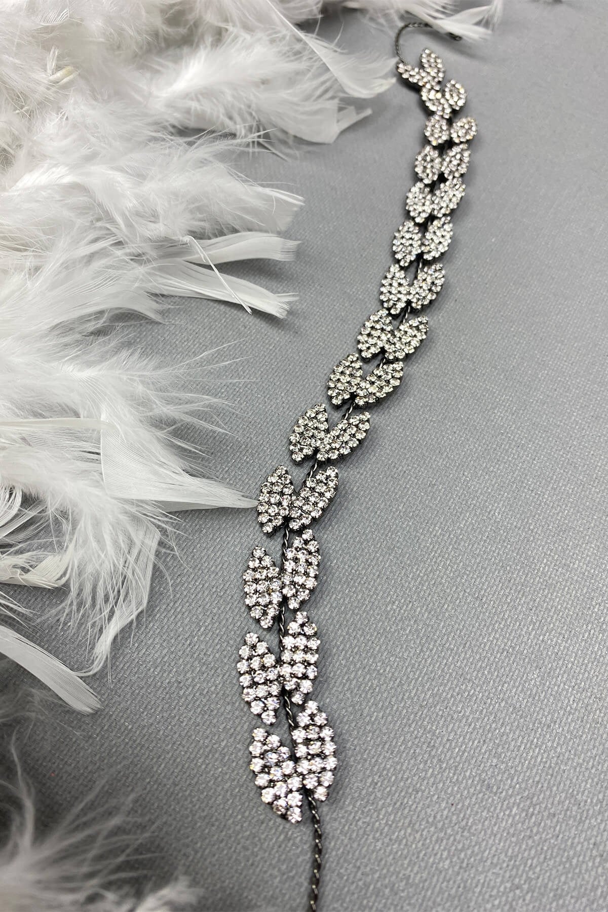 Antrasit Füme Bella Yaprak Desen Saç Aksesuarı