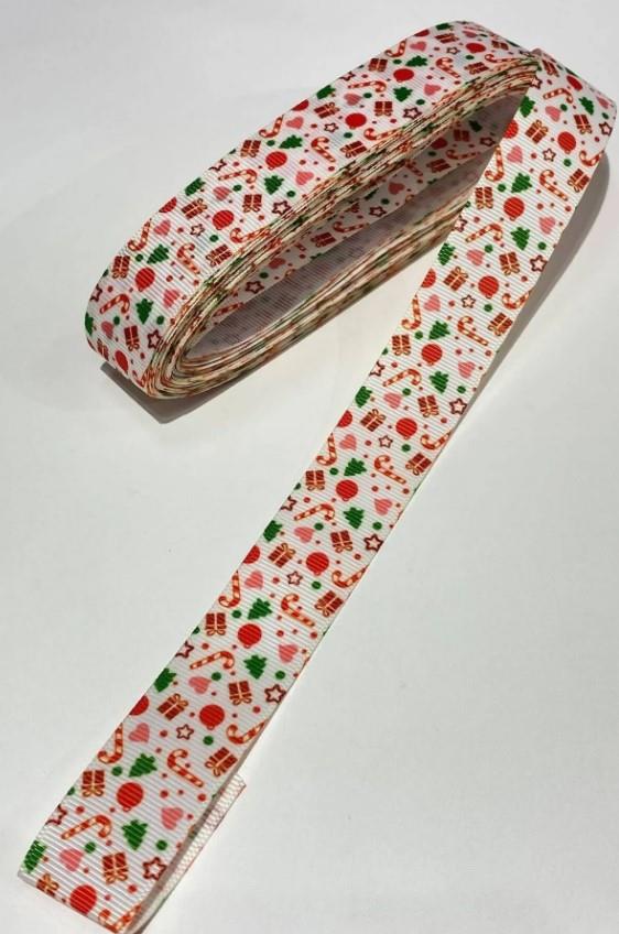 Beyaz Hediye Paketli Yılbaşı Kurdelesi 10 Mt 2.5 Cm
