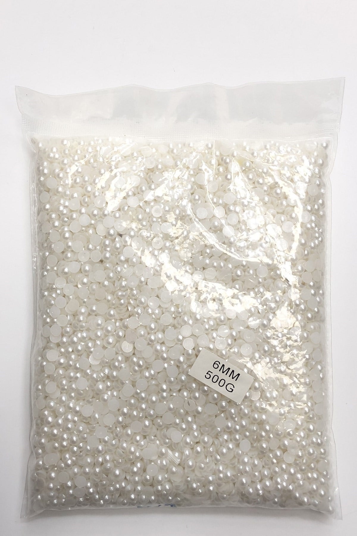 Beyaz Yarım Plastik İnci Boncuk 6 mm