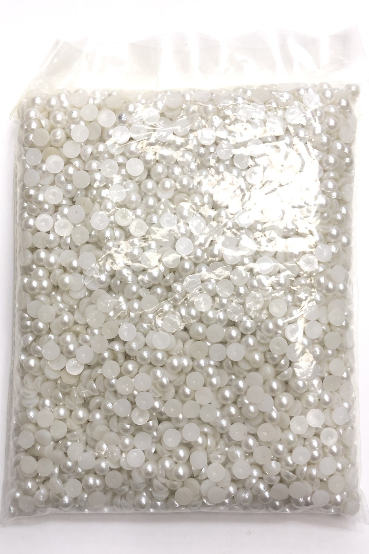 Beyaz Yarım Plastik İnci Boncuk 8 mm