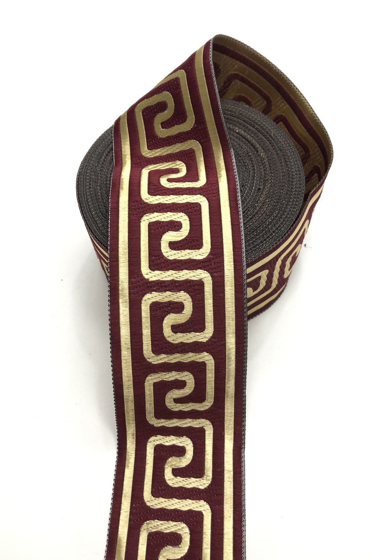 Bordo Desenli Baskılı 4,5 cm Kurdele