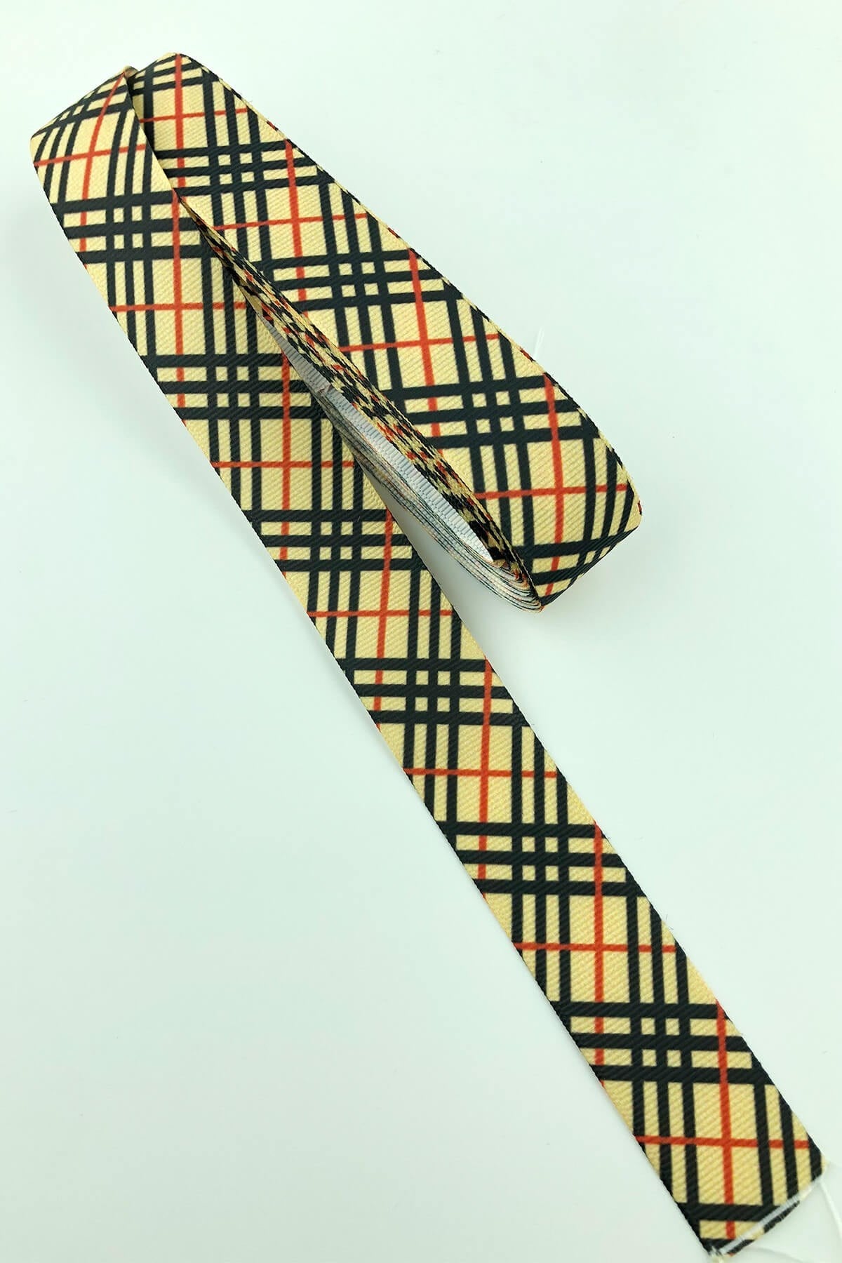 Çizgili Burberry Baskılı Grogren Kurdele 10 Mt