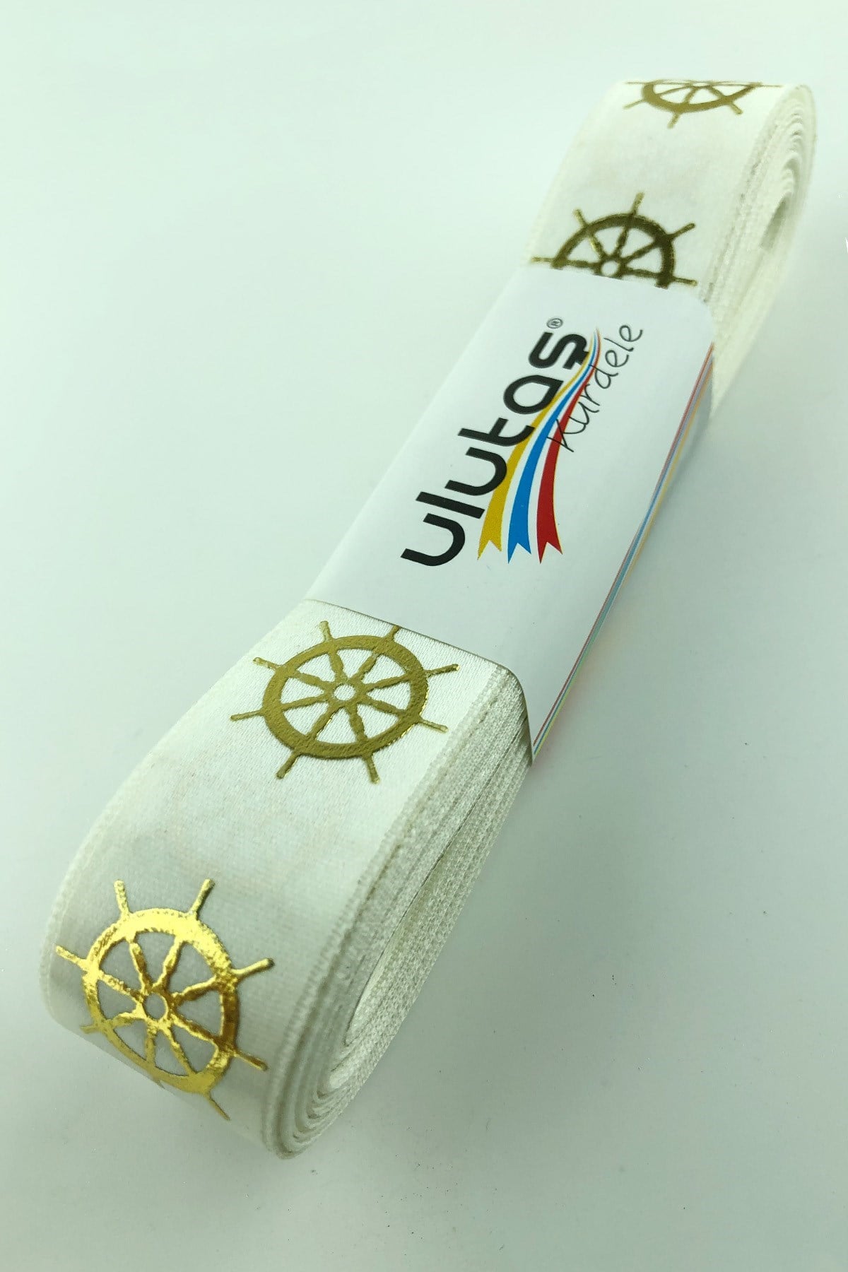 Dümen Gold Varak Baskılı Saten Kurdele 2,5 cm