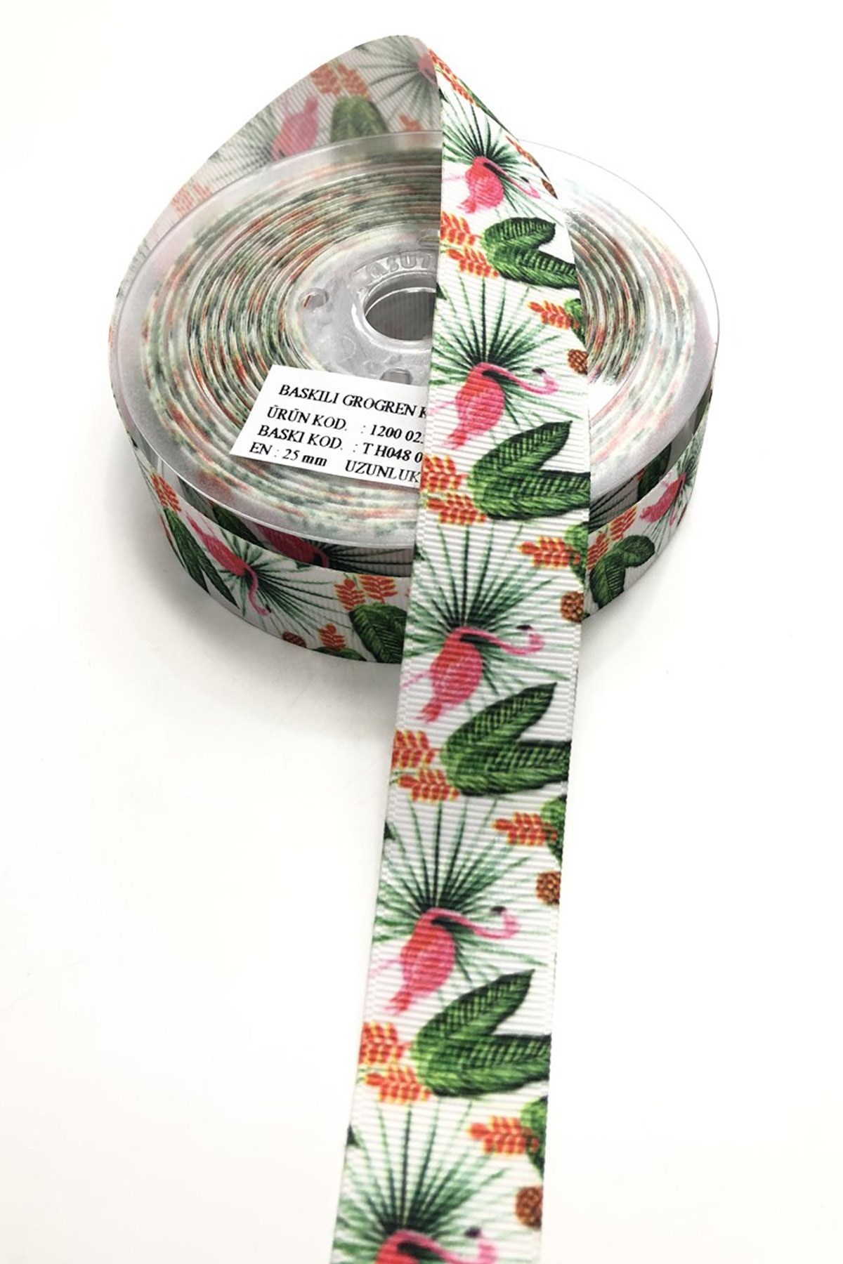 Flamingo Desenli  Grogren Kurdela 2,5 cm 1 mt