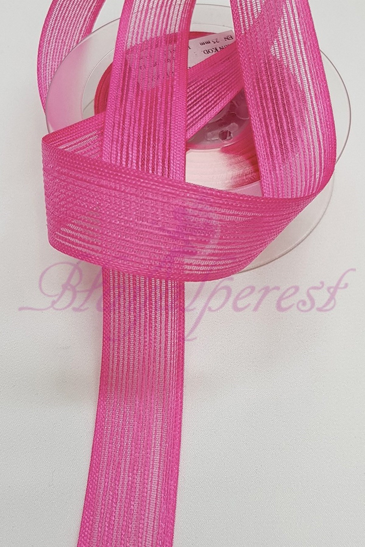 Fuşya Keten Efektli Kurdele 2,5Cm