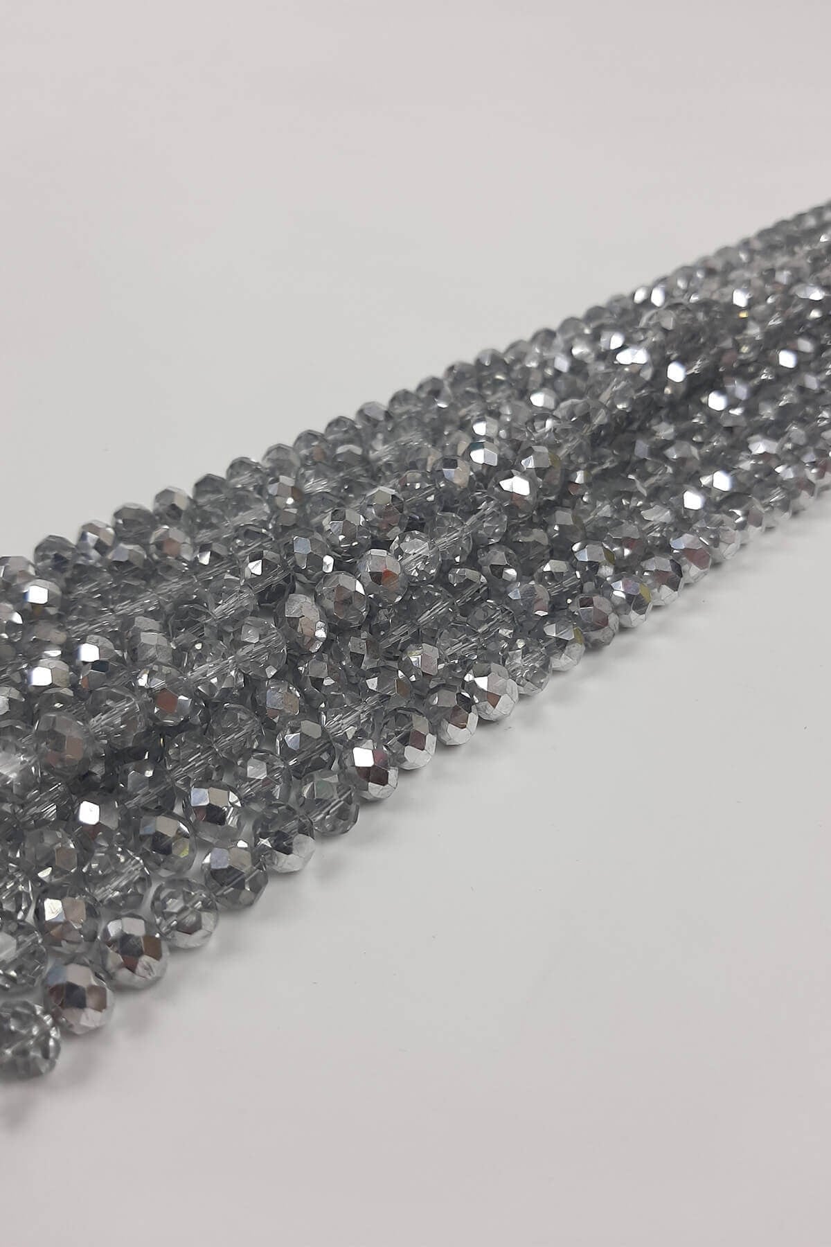 Gri Kristal Boncuk 8 mm