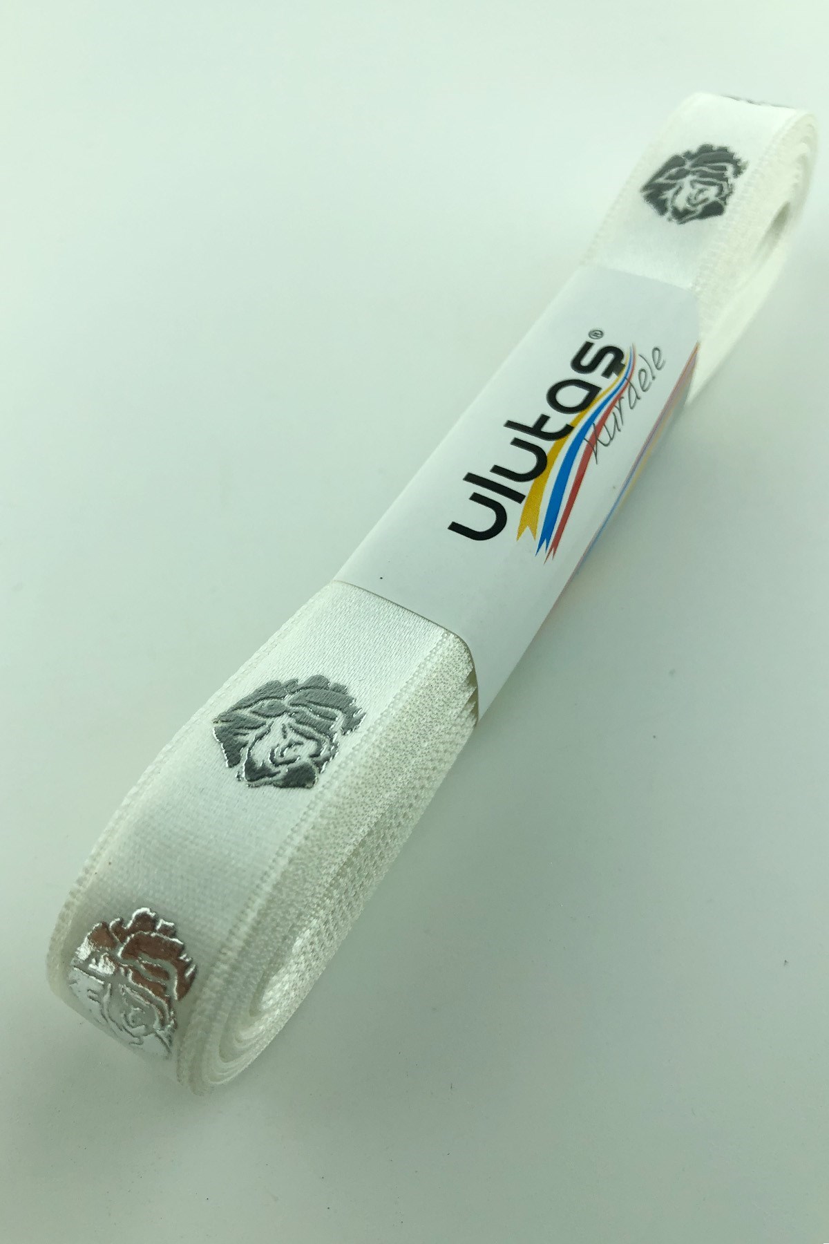 Gümüş Gül Varak Baskılı Saten Kurdele 1,5 cm