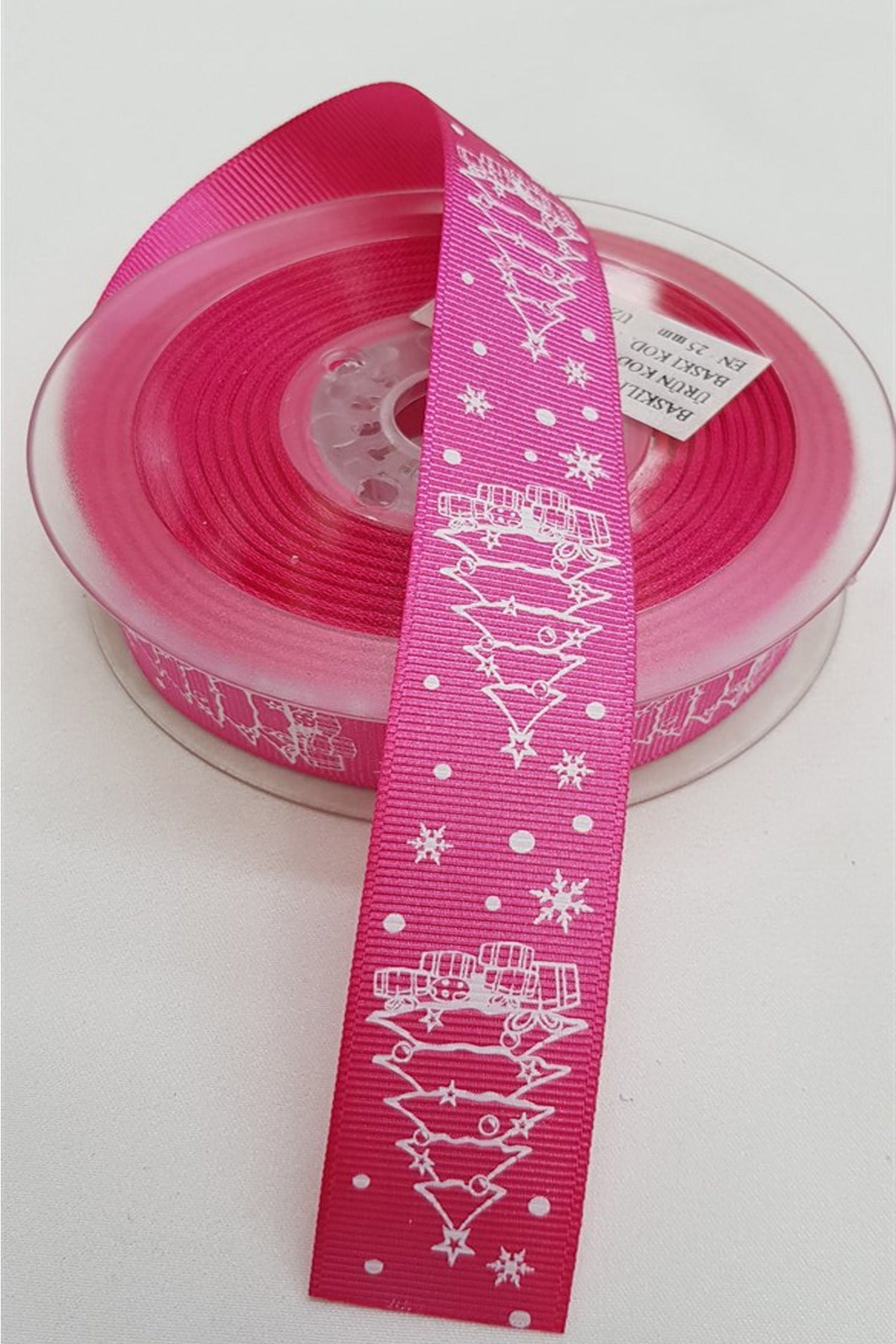 Koyu Pembe Yılbaşı Grogren Kurdele 2,5 cm