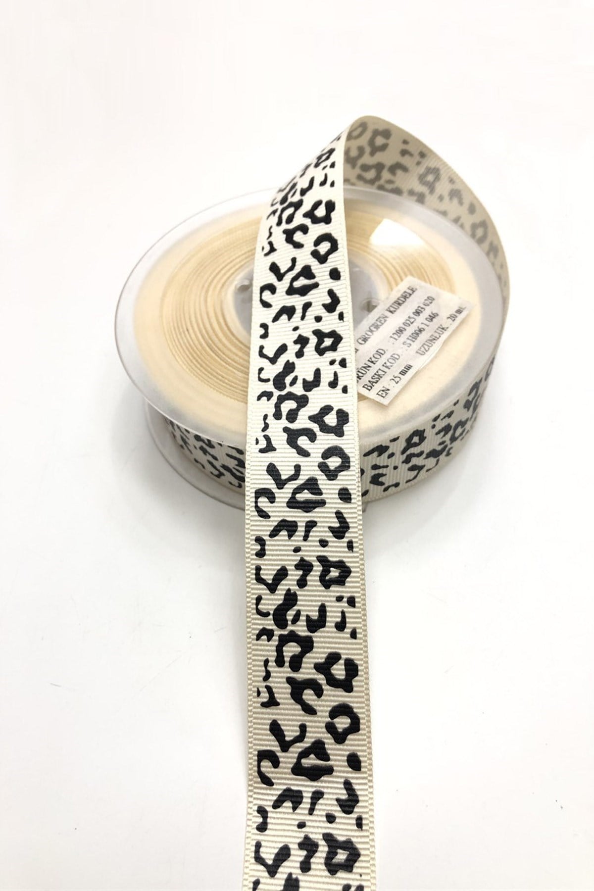Krem Leopar Desenli  Grogren Kurdela 2,5 cm 1 mt