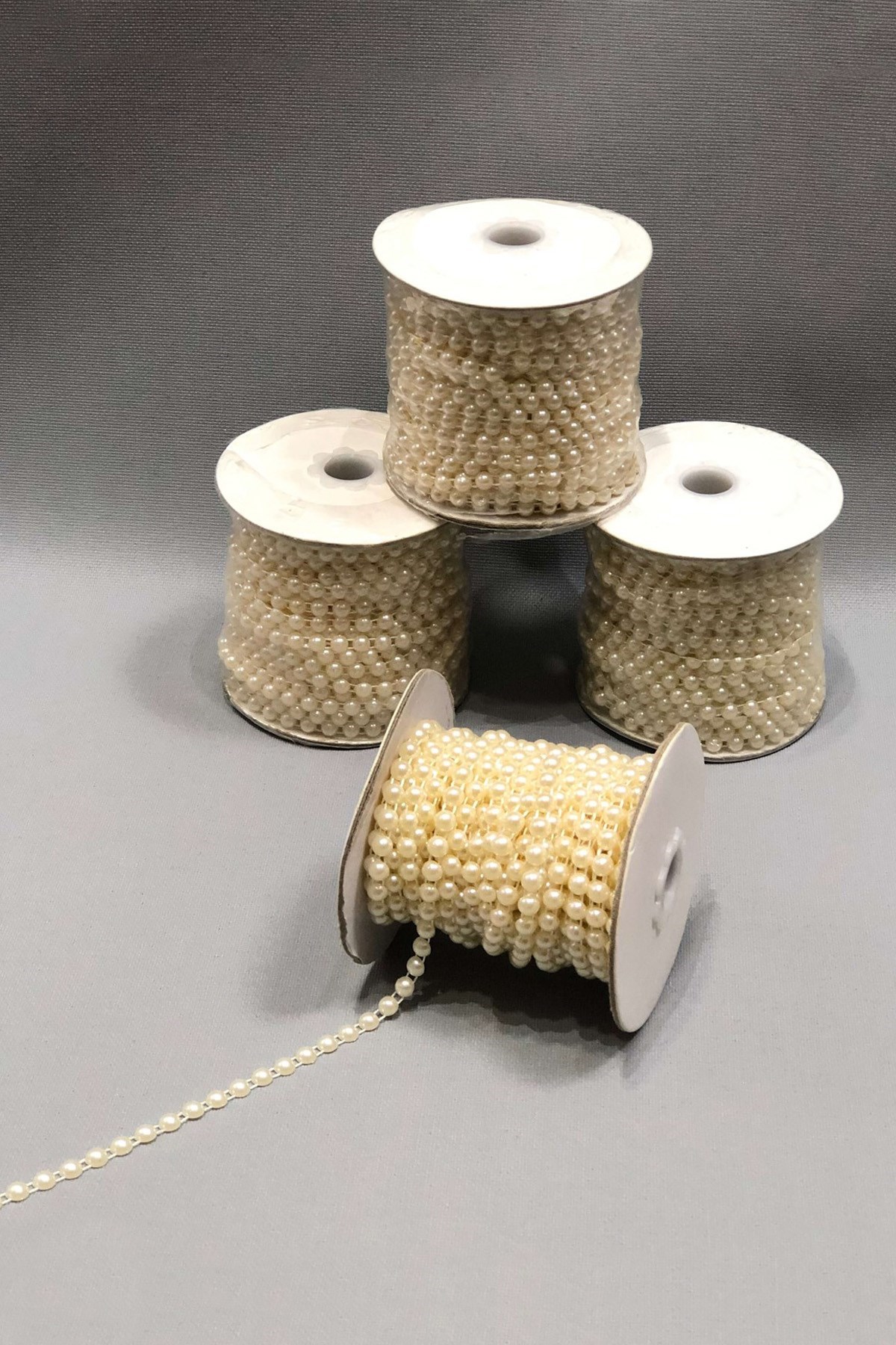 Krem Sıralı Kesik İnci 6 mm