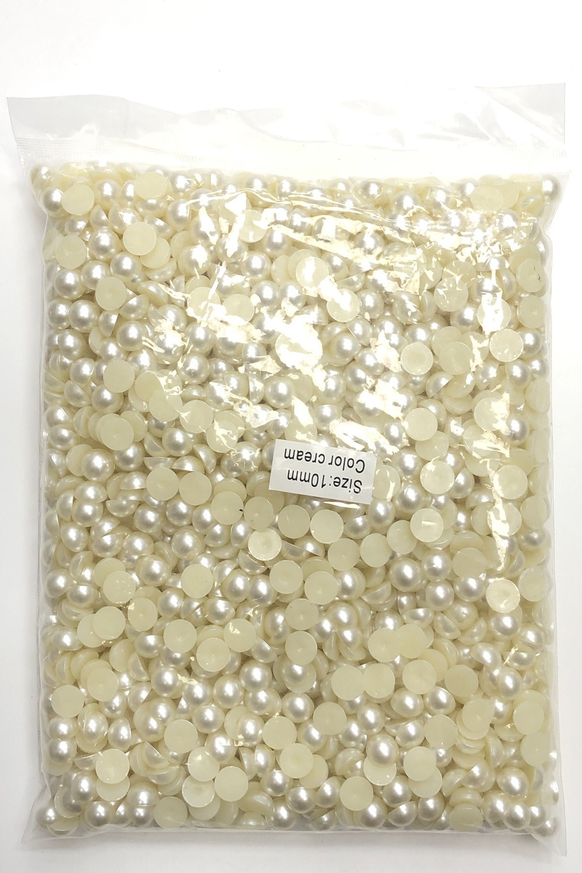Krem Yarım Plastik İnci Boncuk 10 mm