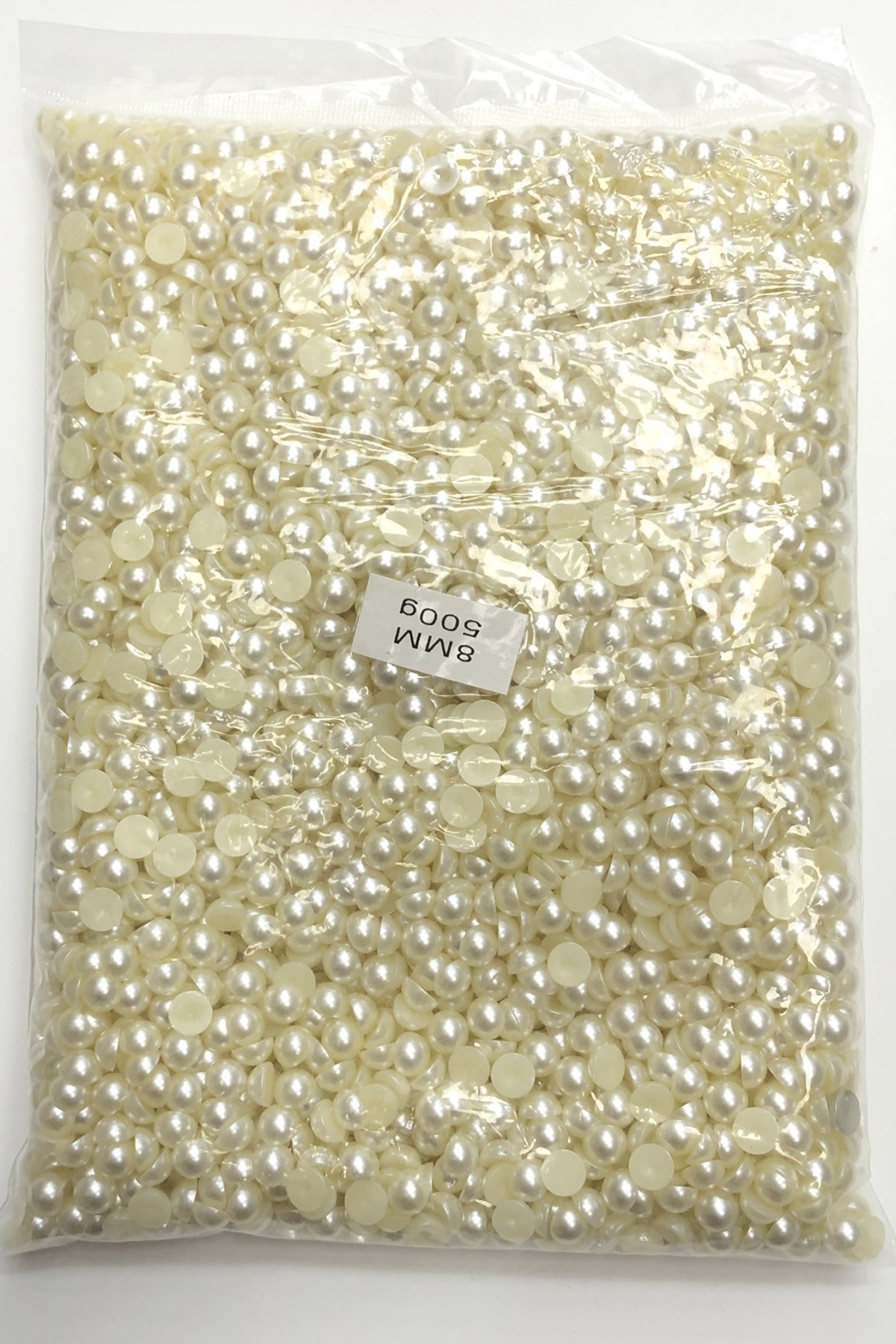 Krem Yarım Plastik İnci Boncuk 8 mm