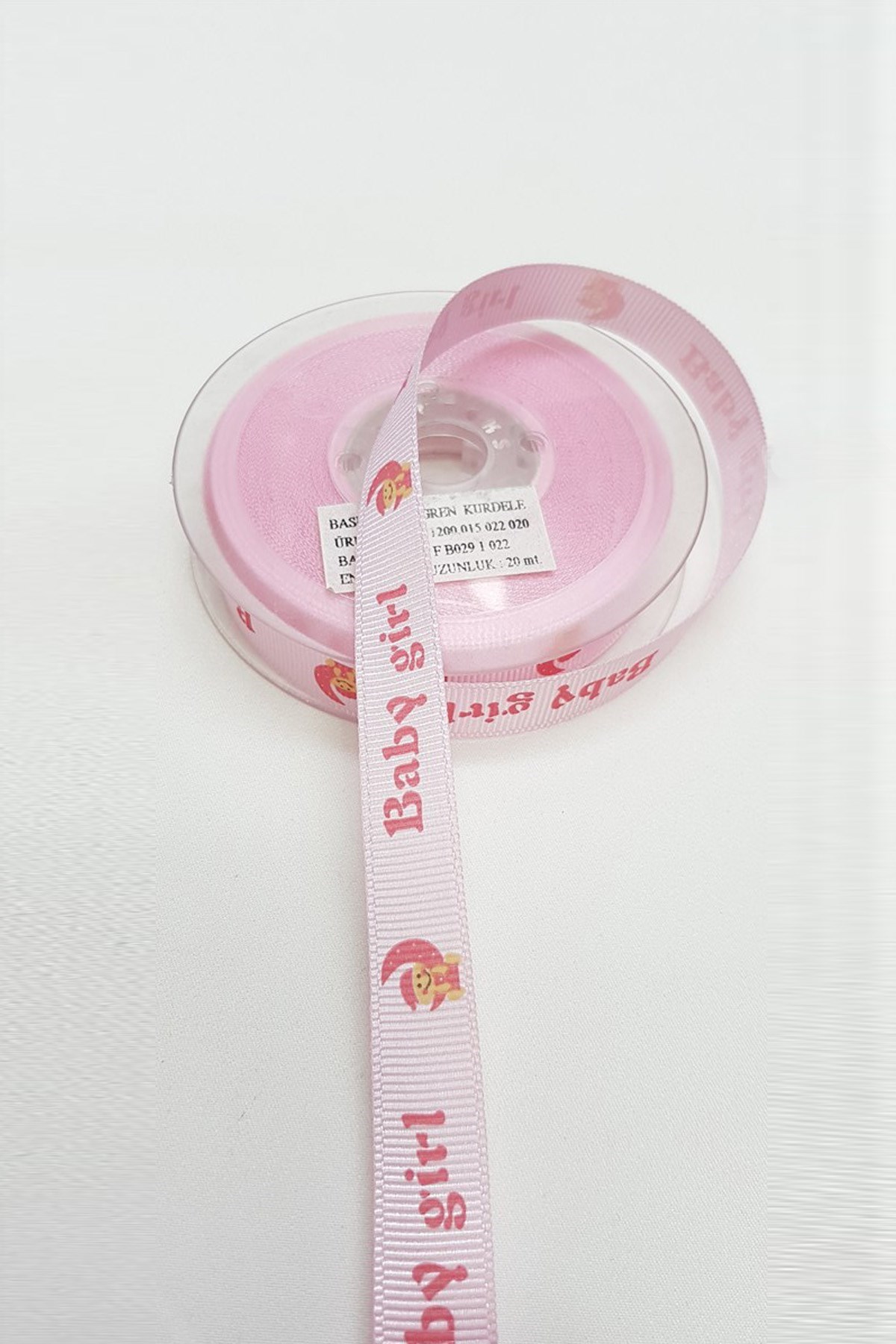 Lavanta Gül Rengi Grogren Kurdele Bebek Temalı 1,5 cm