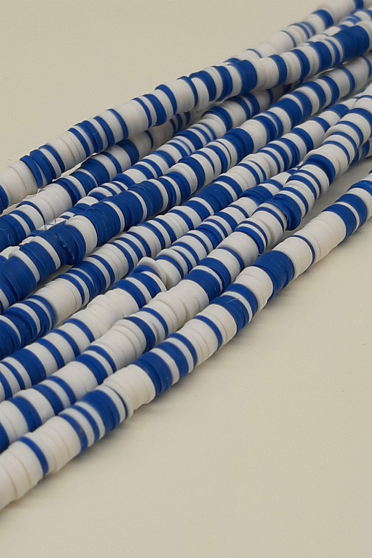 Mavi Beyaz Fimo Hamur Boncuk 6Mm