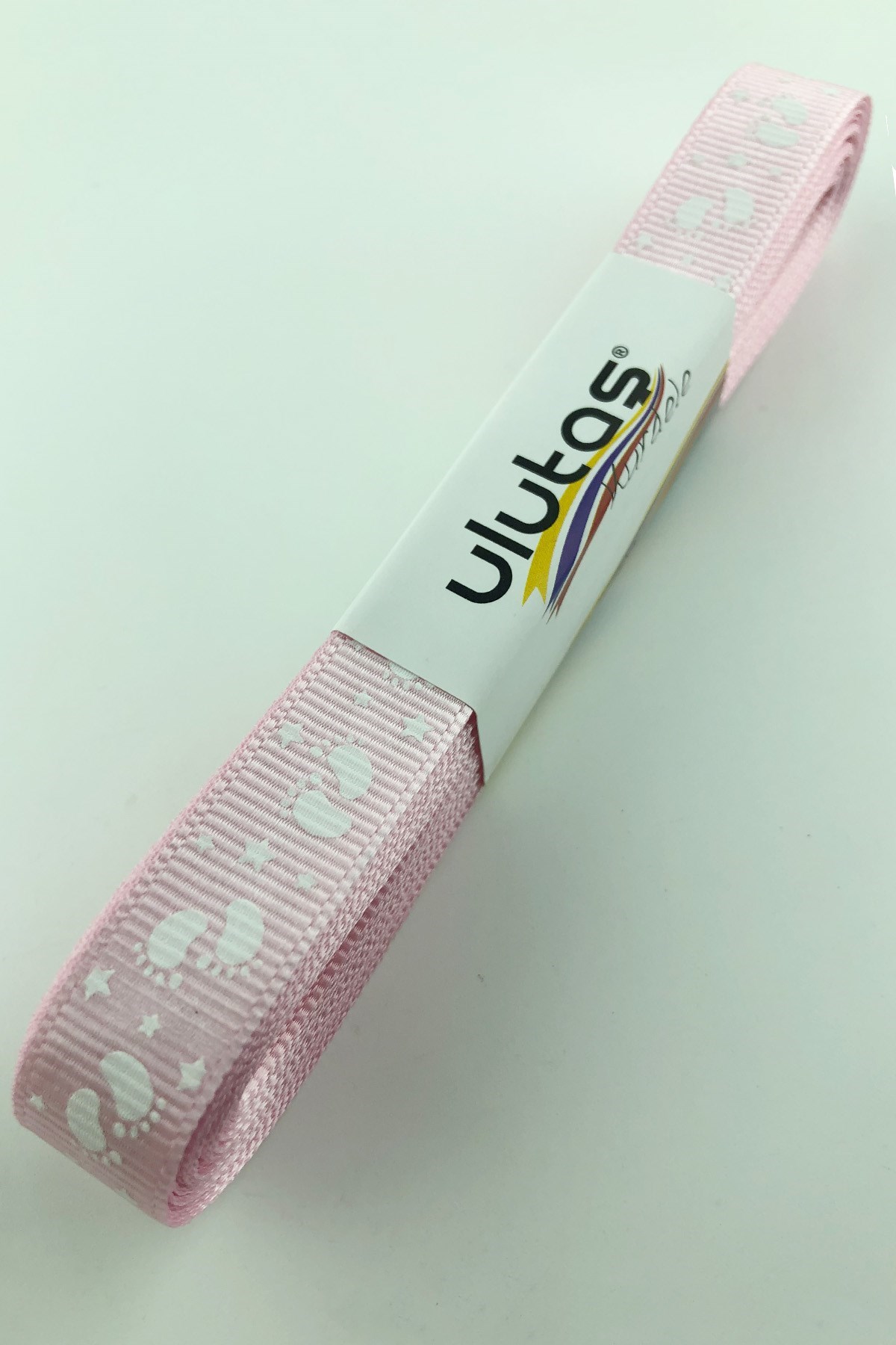Pembe Bebek Ayağı Figür Baskılı Grogren Kurdele 1,5 cm
