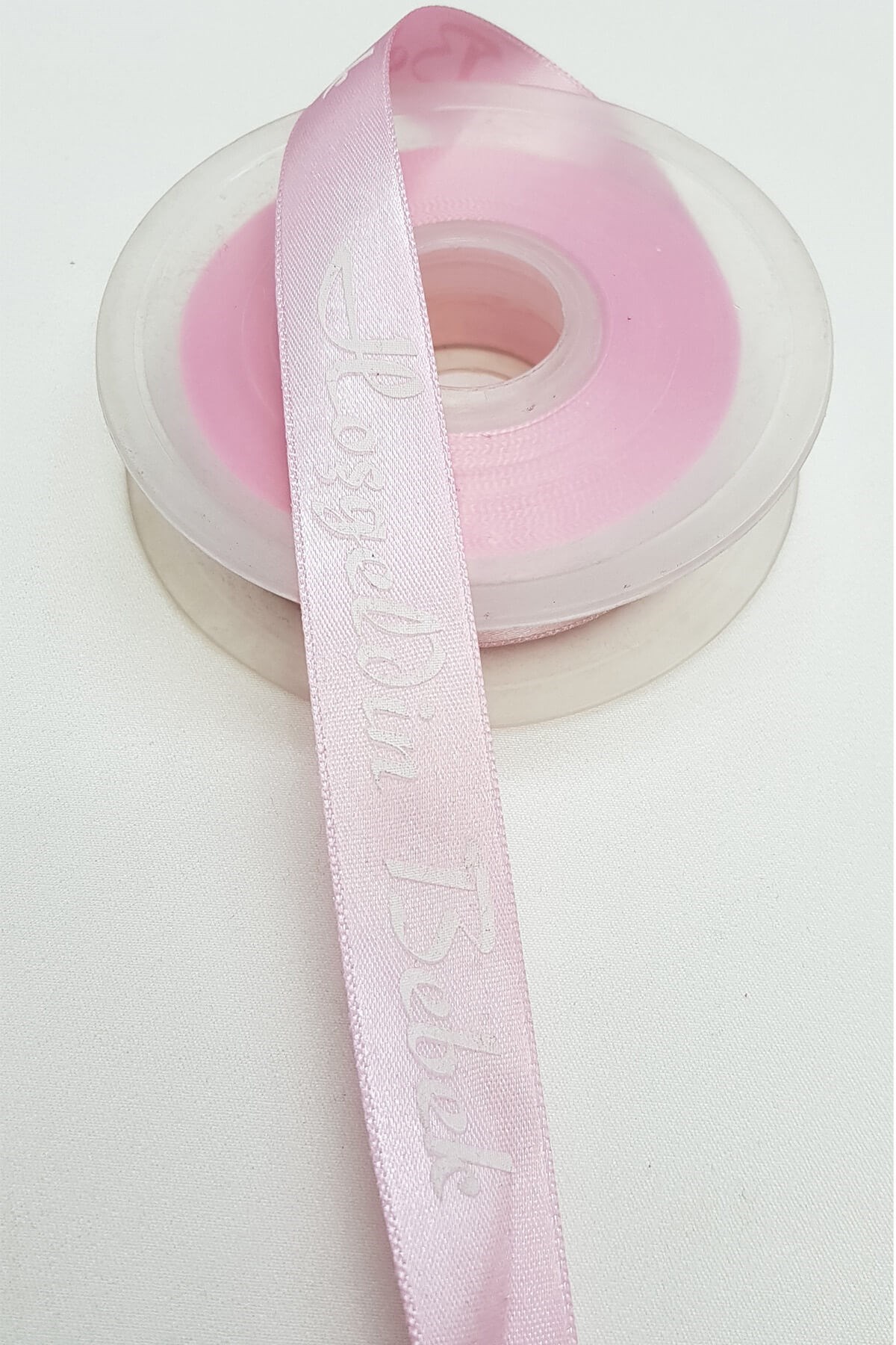 Pembe Hoşgeldin Bebek Baskılı Saten Kurdele 2,5Cm