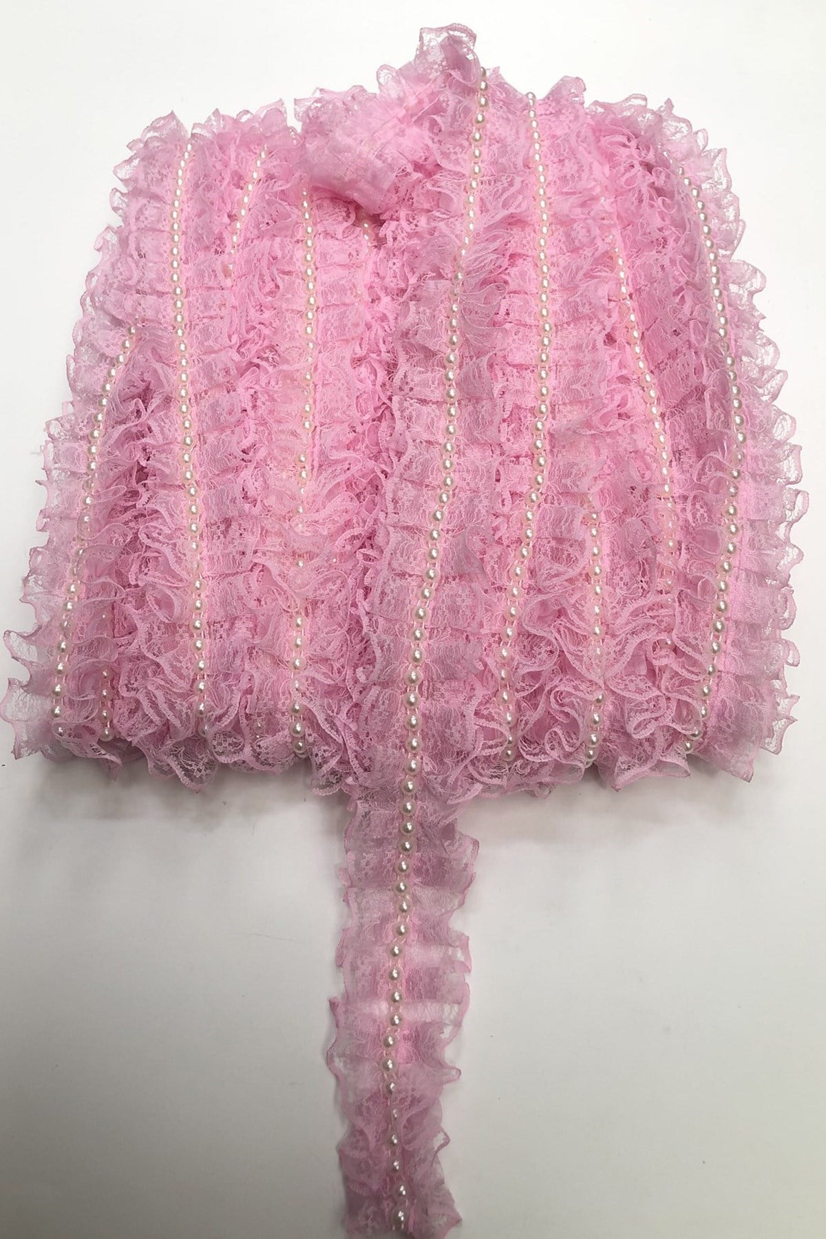Pembe Rengi İnci Dantelli Fırfır 3-4 cm