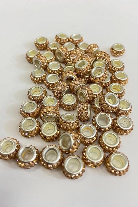 Rose Rengi Parlak Taşlı İri Delikli Boncuk 12 mm