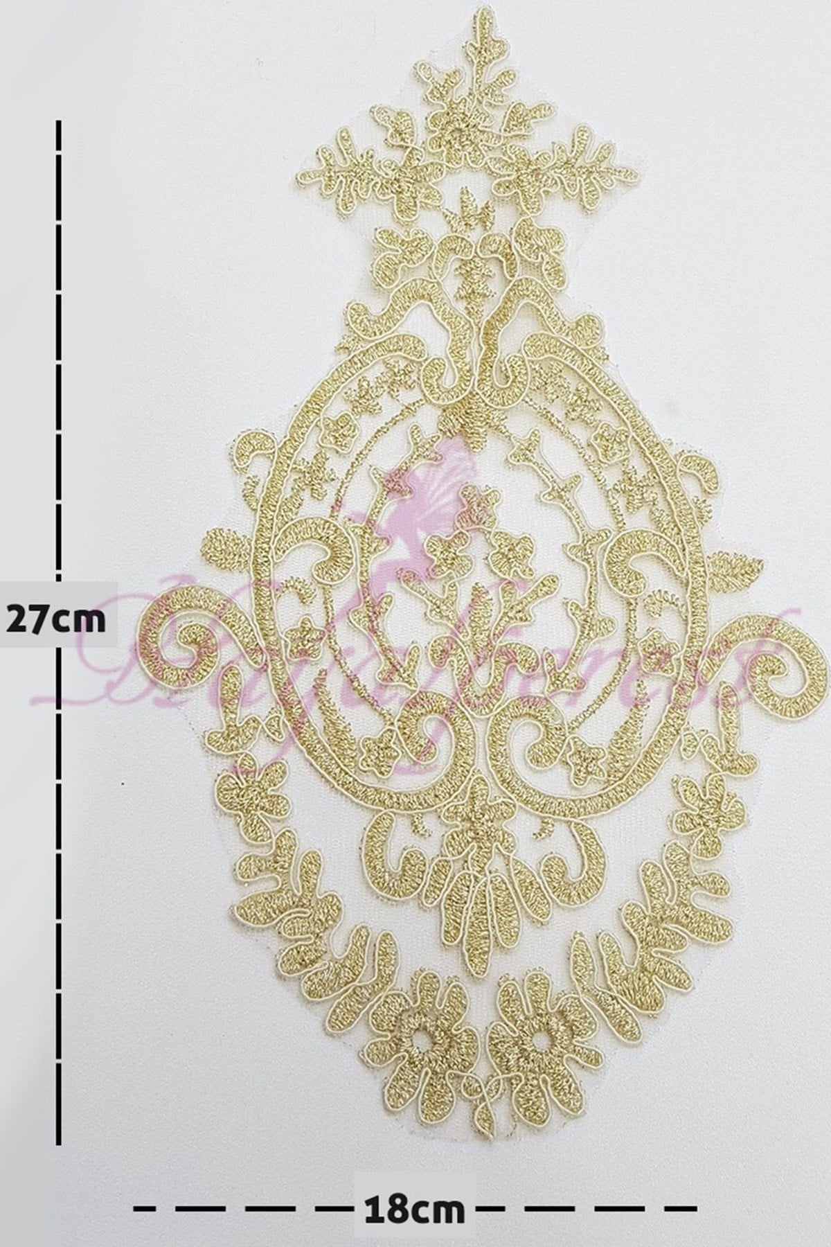 Sarı Desenli Parça Güpür Dantel
