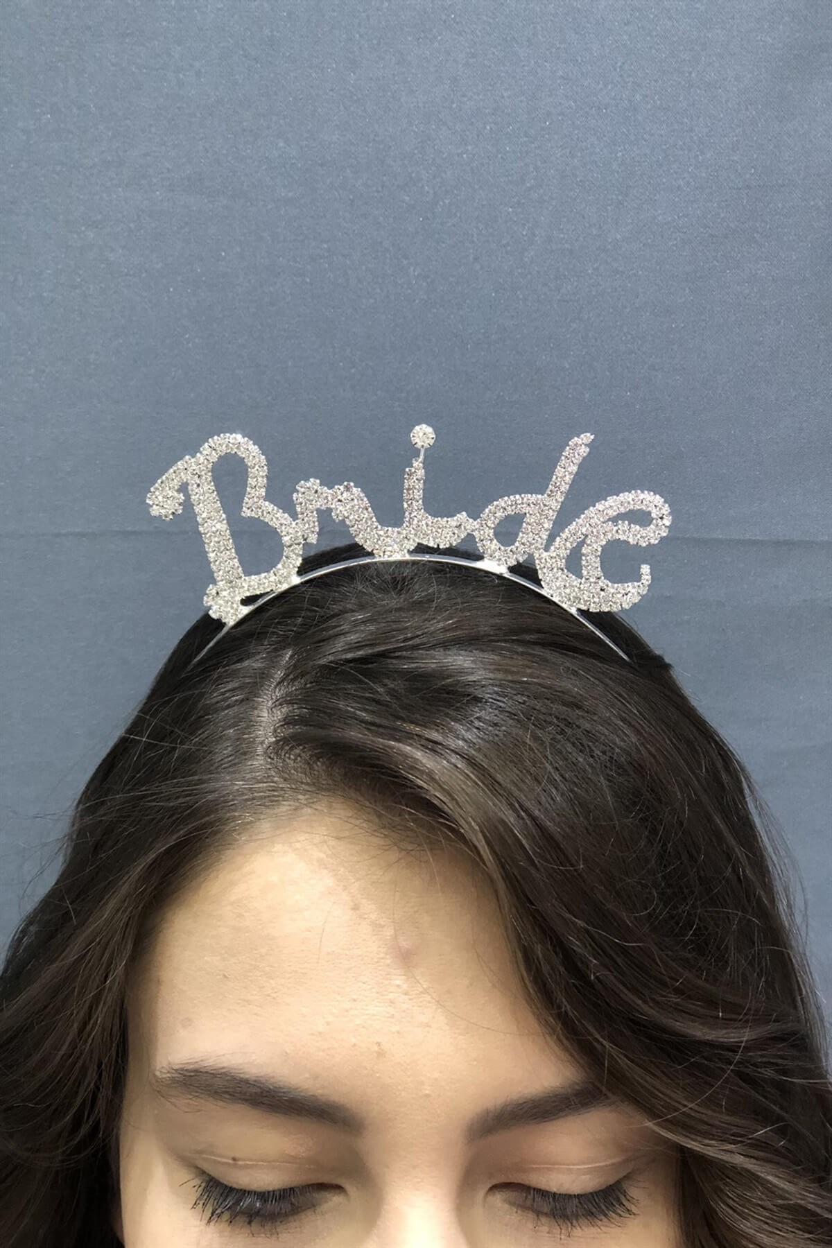 Taşlı Gümüş Bride Tac
