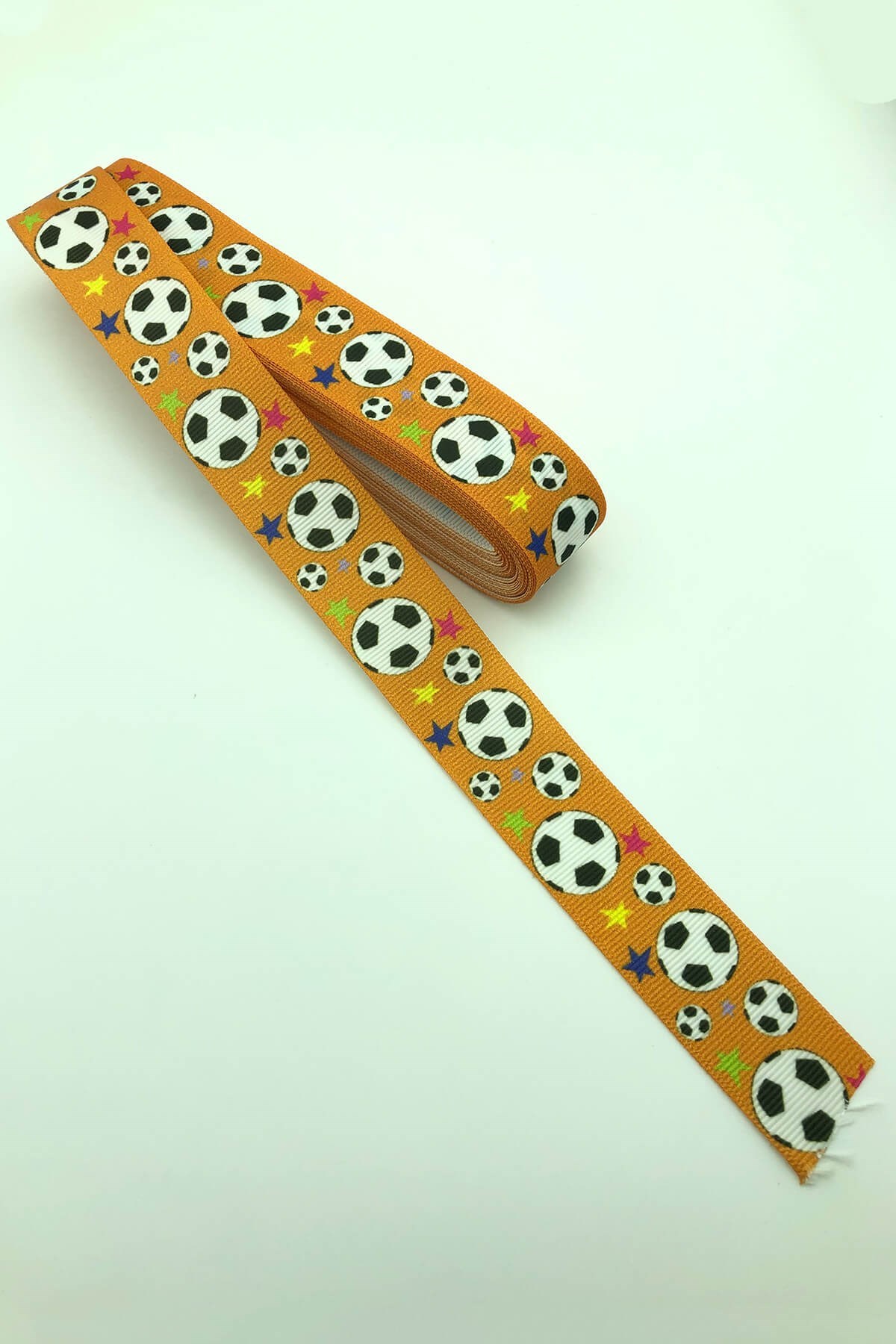 Turuncu Futbol Topu Baskılı Grogren Kurdele 10 Mt